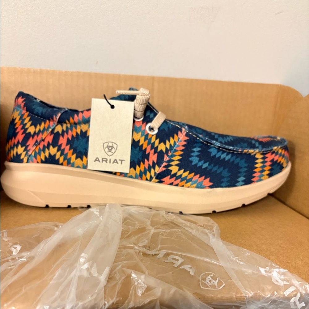 Ariat Men's Blue and Orange Patterned Loafers